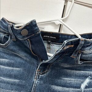 High Rise Blue Denim Jeans with Fading Patterns